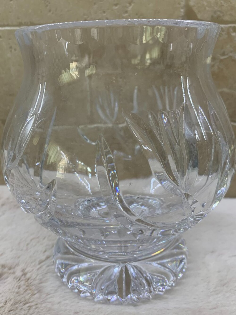 Gorham Crystal Votive Candleholder Floral Garden Large EUC